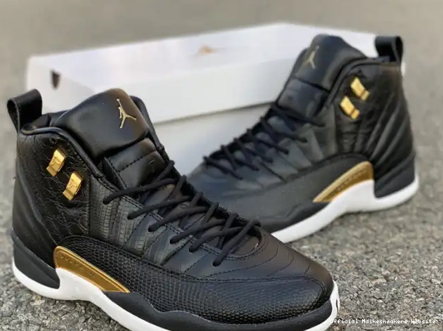 Official Maikesneakers Retro Jordan Black AO6068-007 Air Gold-White 12 Metallic 'Reptile' 0418